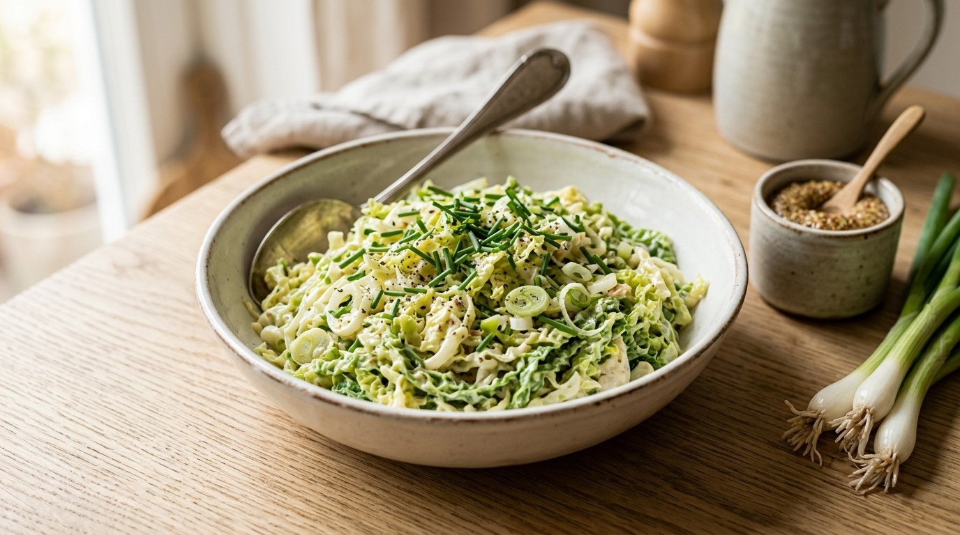 Koolsalade met mayonaise en bieslook