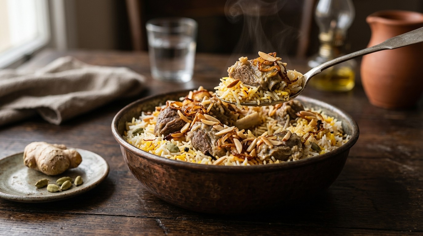 Korma Plau (Lamscurry met Rijst)
