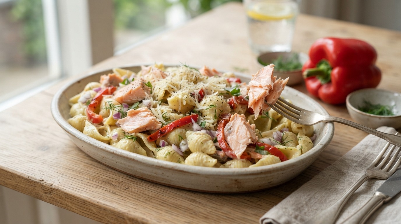 Koude pastasalade met zalm