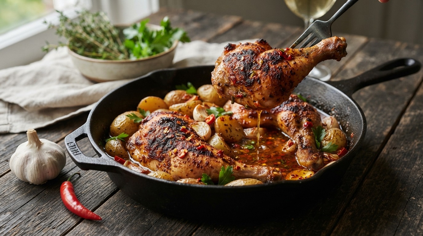 Krielkip met knoflook en piri piri