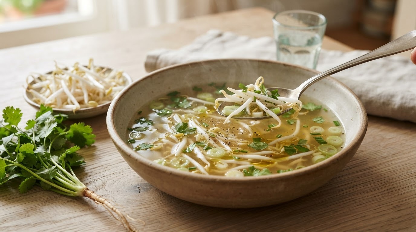 Kruidenbouillon met taugé