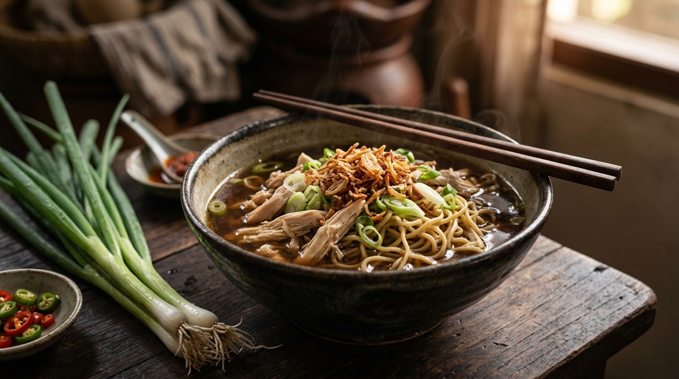 Kuah Ajam Mie (kippensoep met mie)