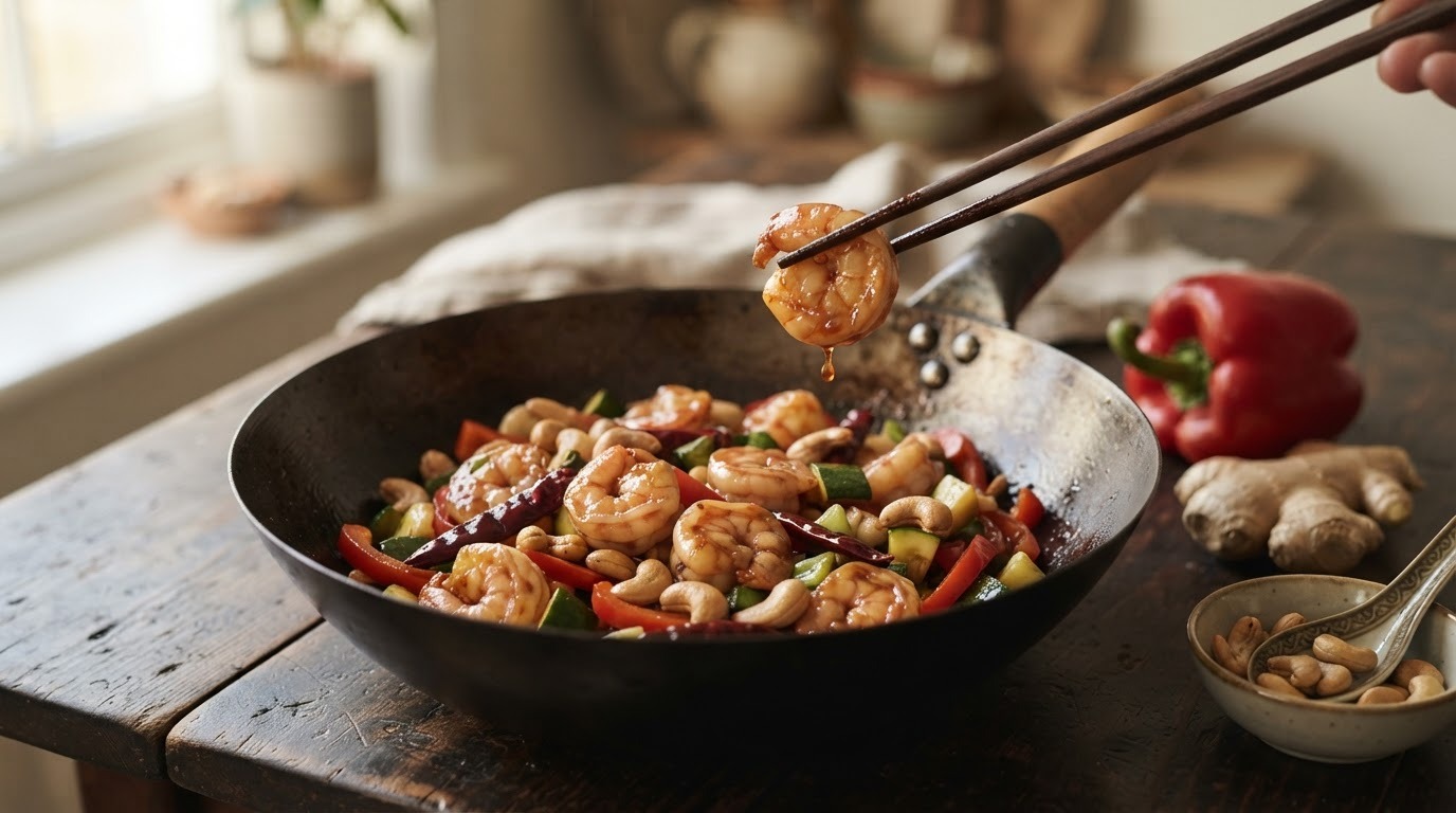 Kung Pao (garnalen met cashewnoten)