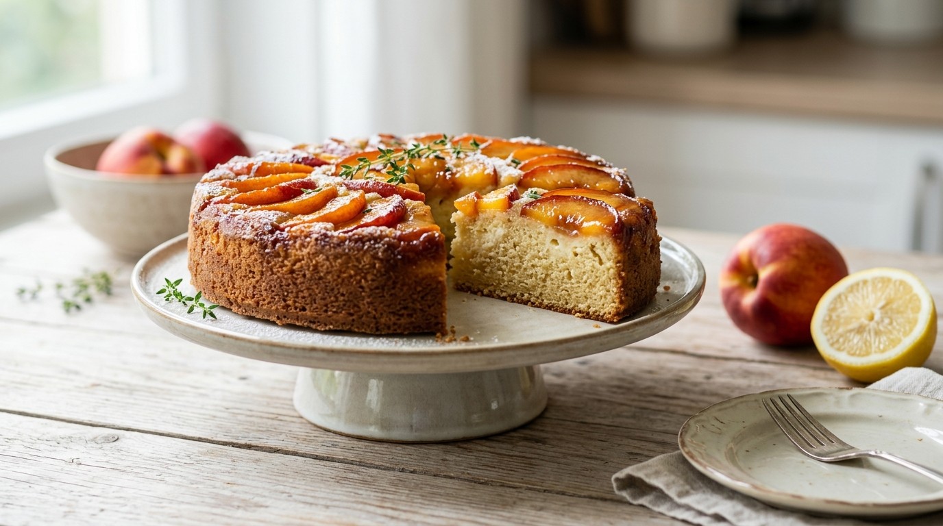 Kwarkcake met Gekarameliseerde Nectarine