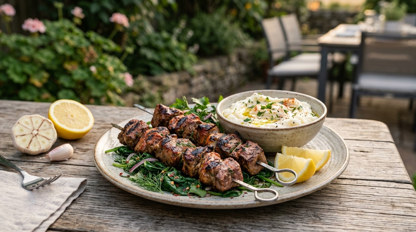Lamskebab met Paprikapoeder en Skordalia