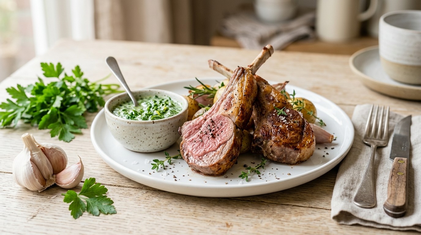 Lamskoteletjes met kruidensaus
