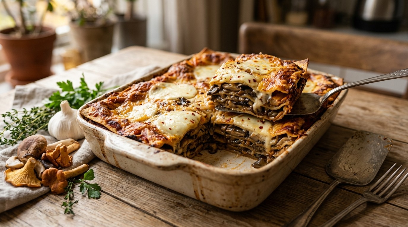 Lasagne met Paddestoelen