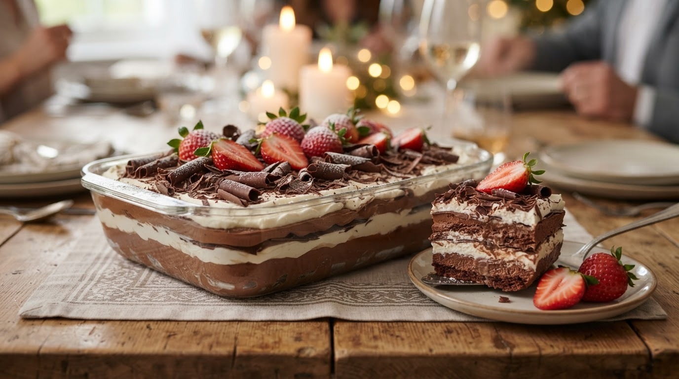 Lasagne van chocolademousse