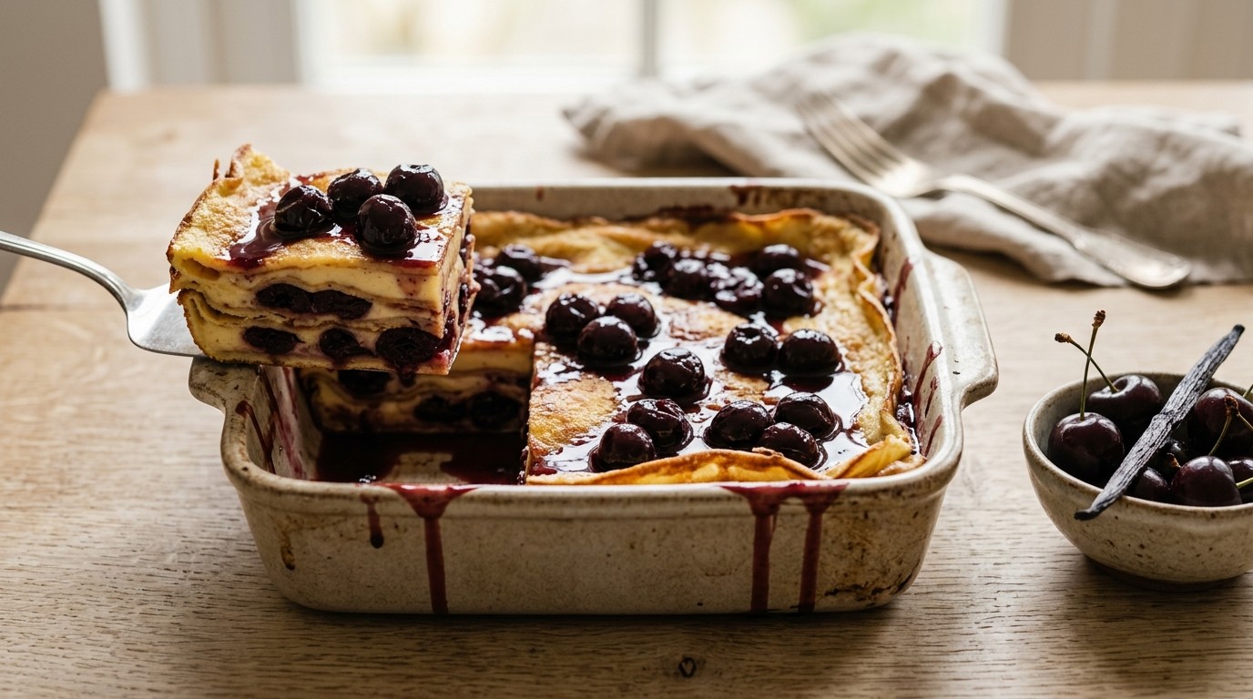 Lasagne van Pannenkoeken met Kersen