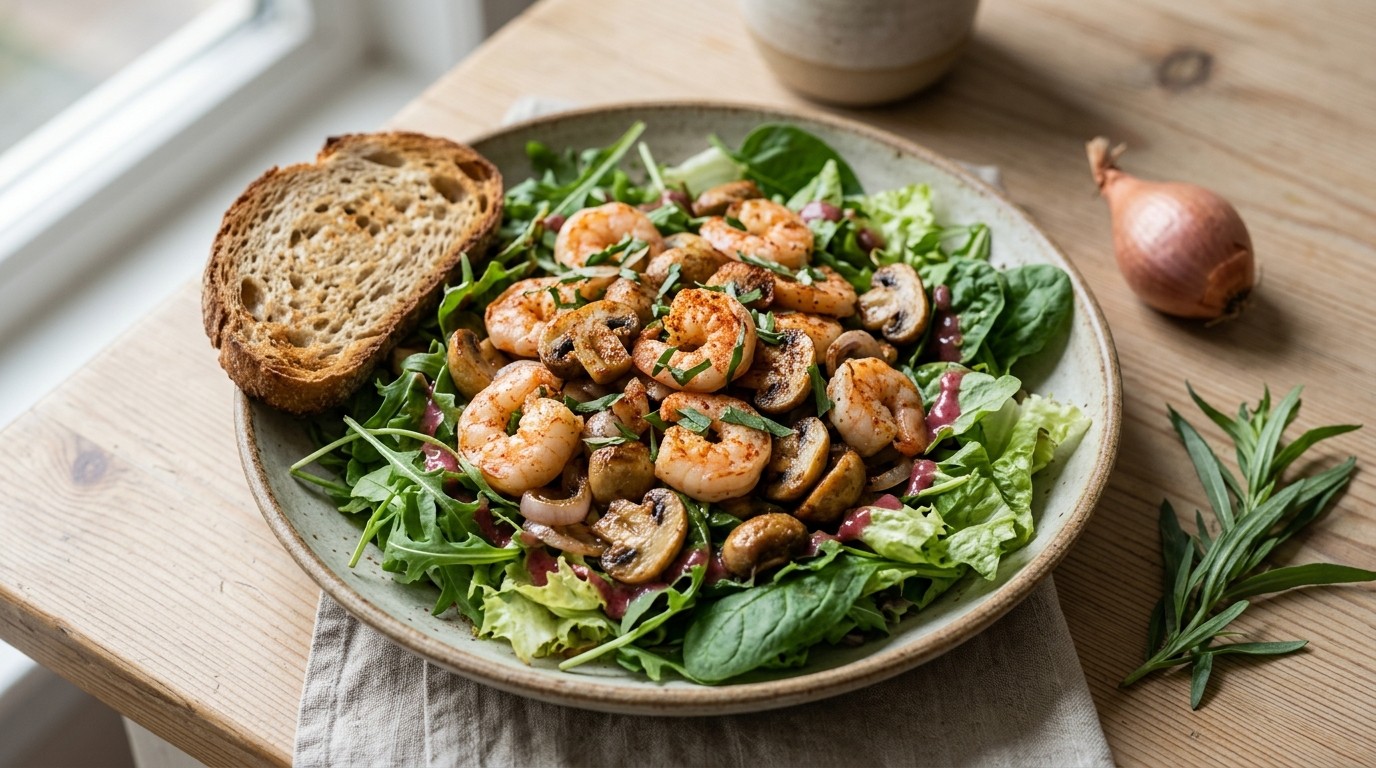 Lauw slaatje met scampi's