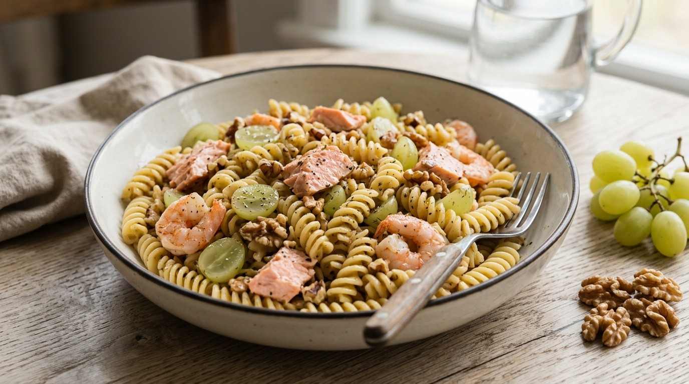 Lauw warme pasta salade