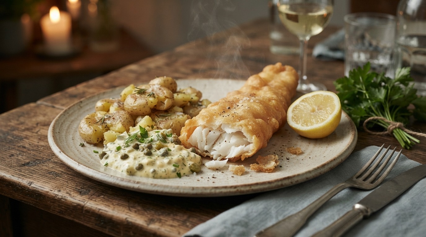Lekkerbekje met krieltjes en ravigottesaus