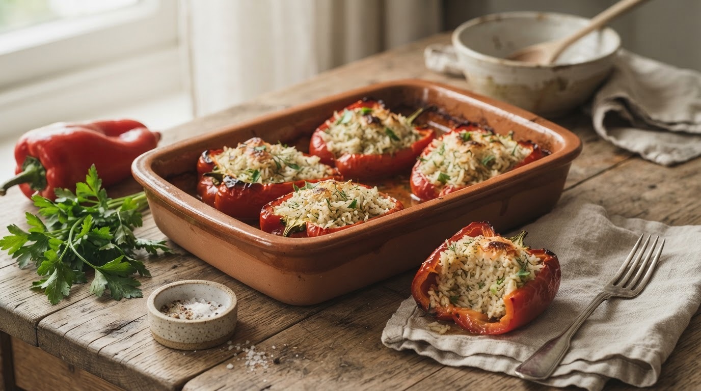 Lekkere gevulde paprika met rijst