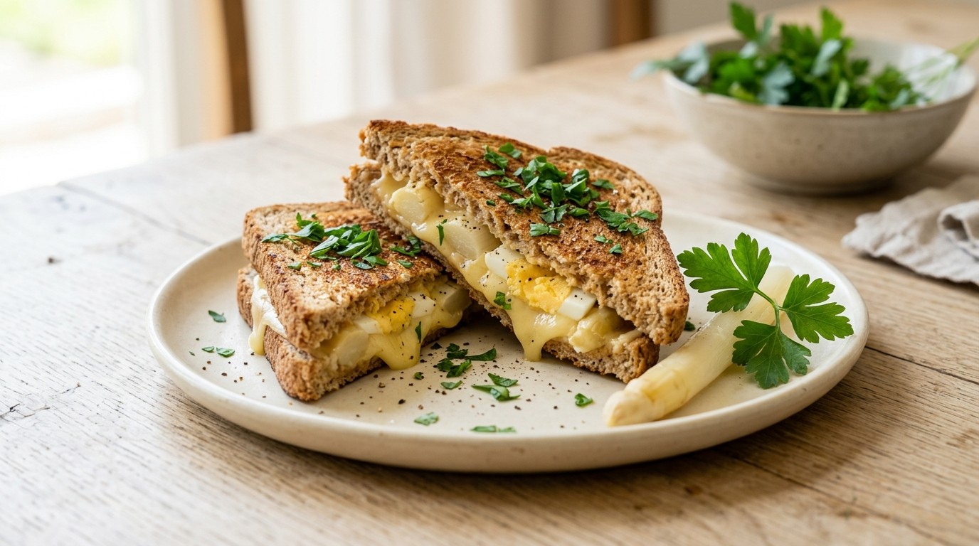 Lente-tosti met asperges en ei