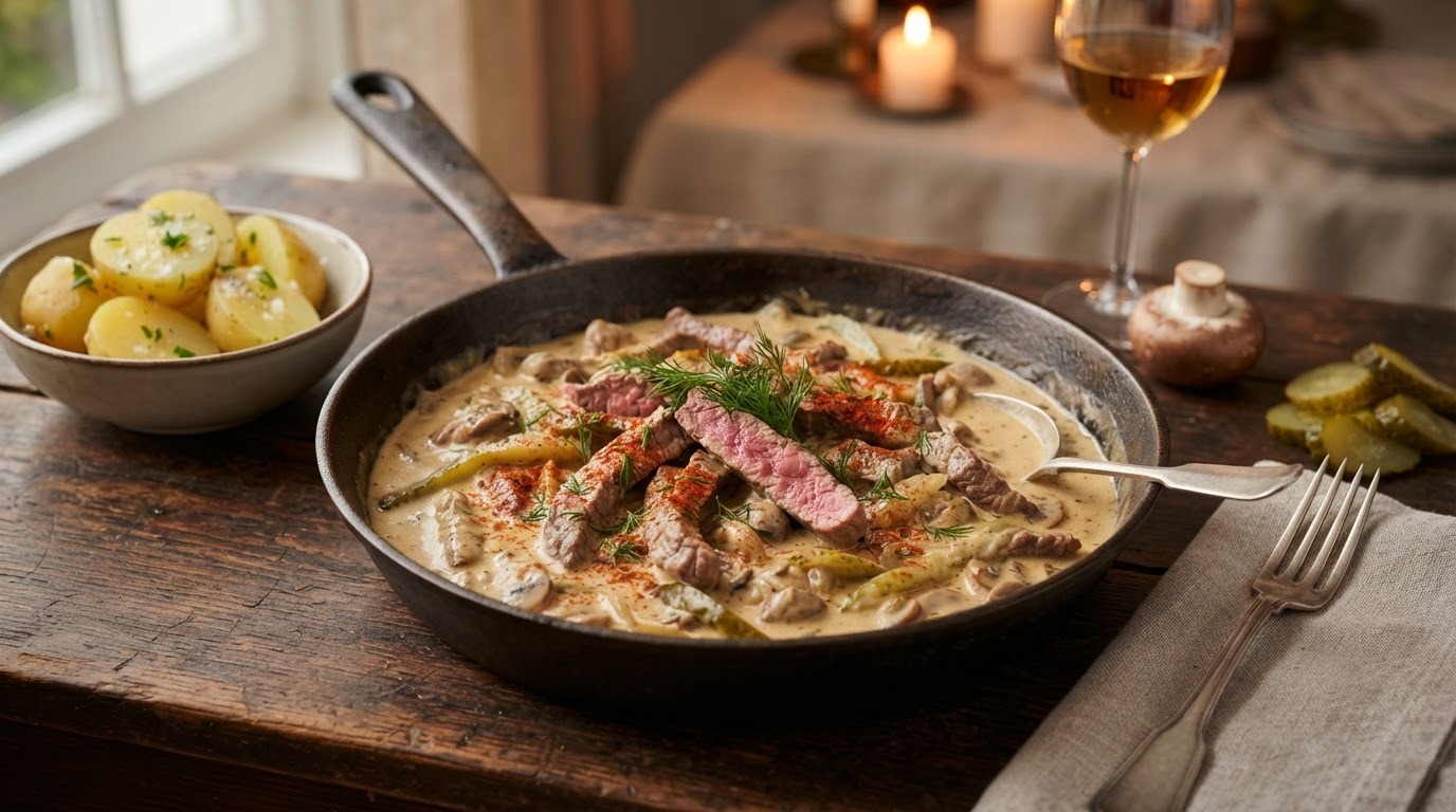Light rundvlees a là stroganoff
