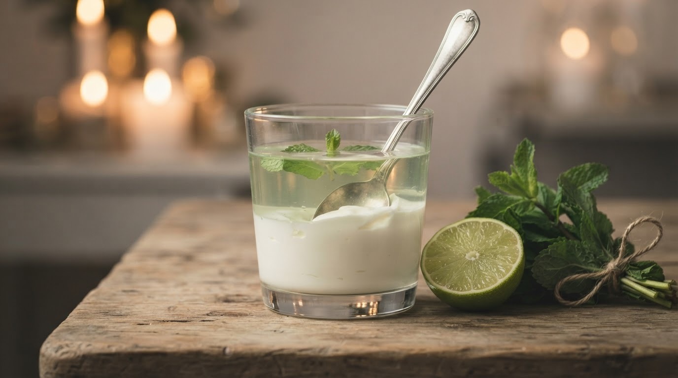 Limoenyoghurt met muntgelei