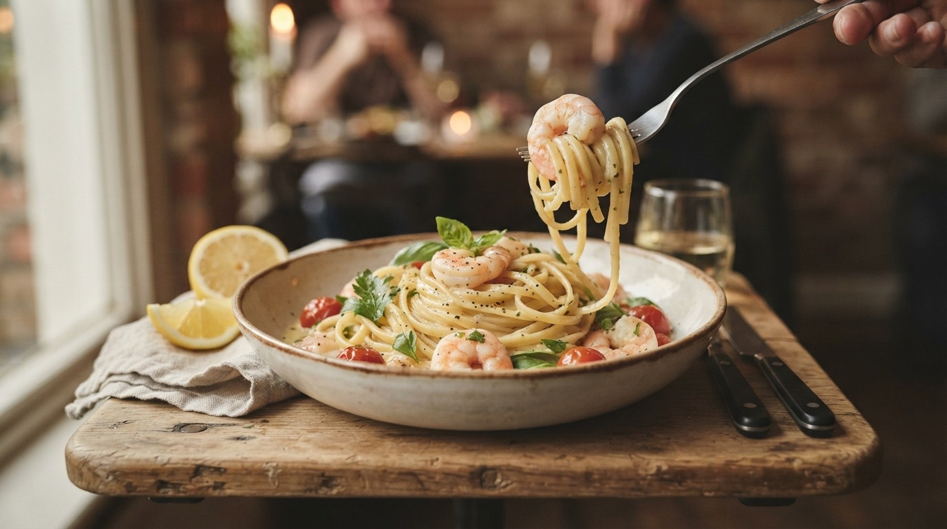 Linguini met zeevruchten in citroensaus