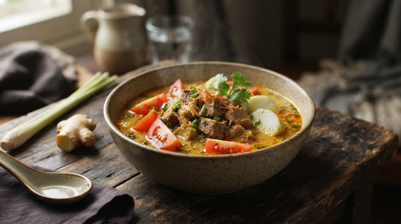 Lontong Daging Bali (soep van varkensvlees)