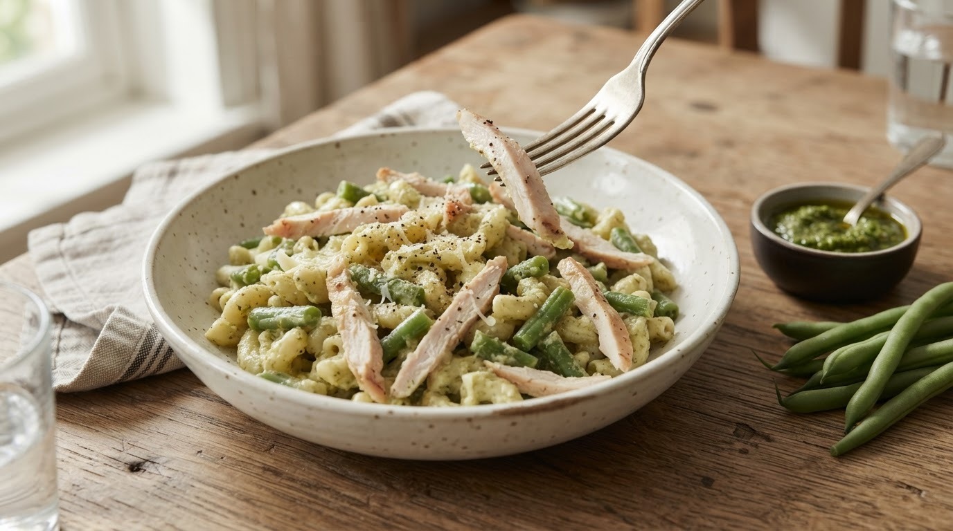 Macaroni met ( gerookte) kip