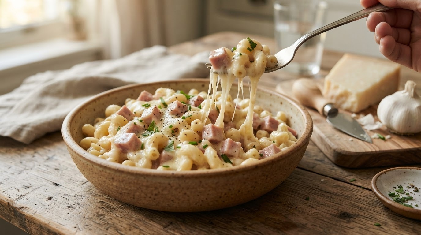 Macaroni met ham en kaas