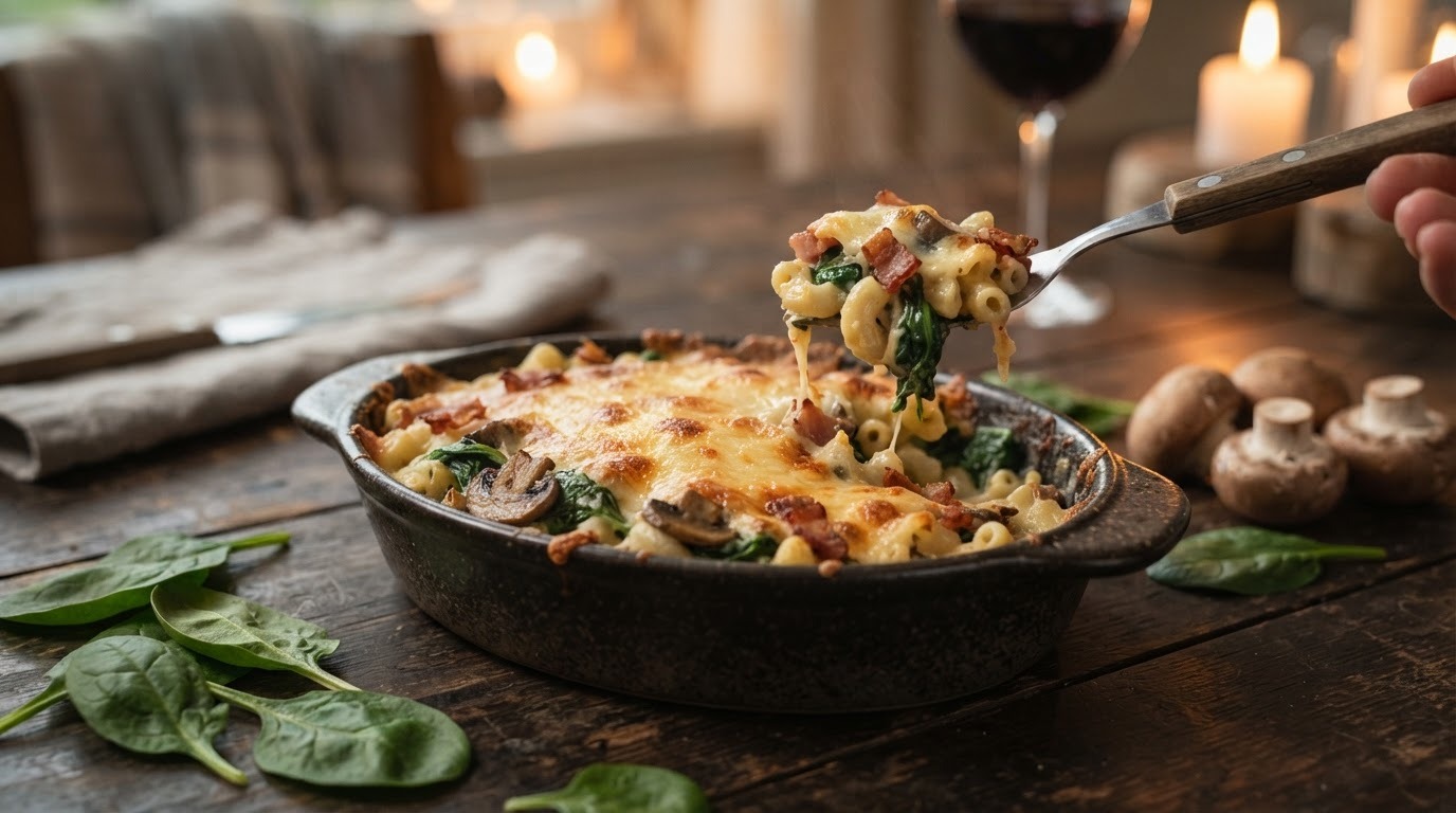 Macaroni met spinazie