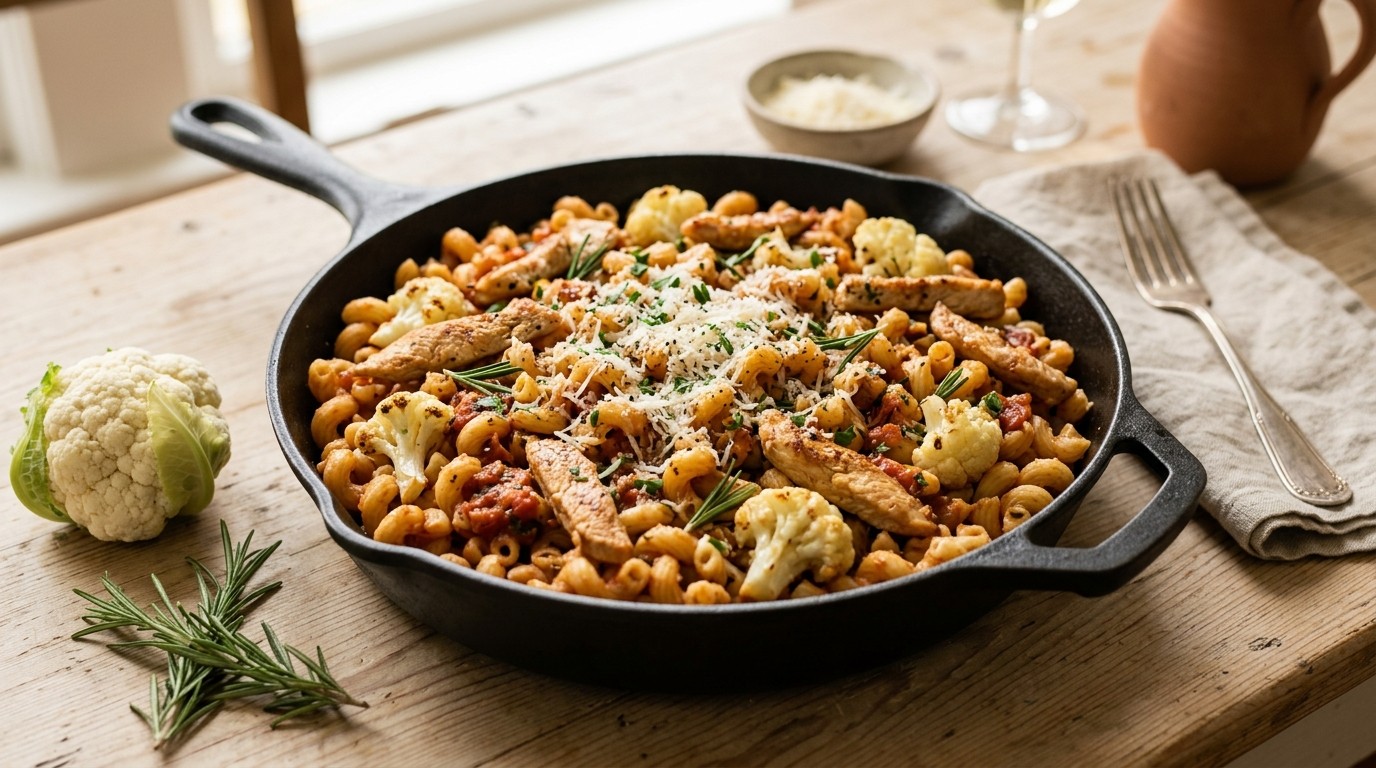 Macaroni met Tomatensaus en Kalkoen