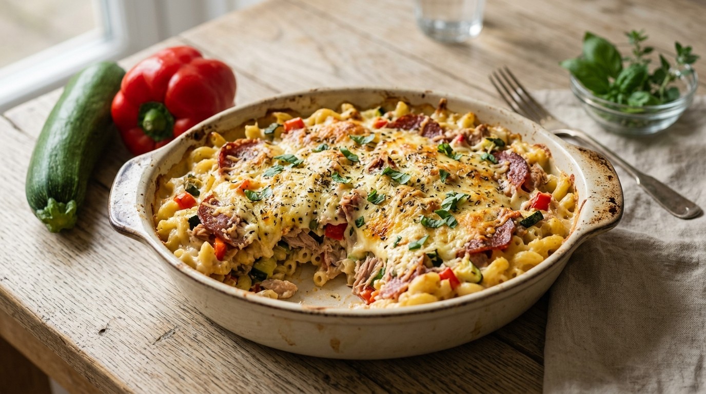 Macaronischotel met tonijn