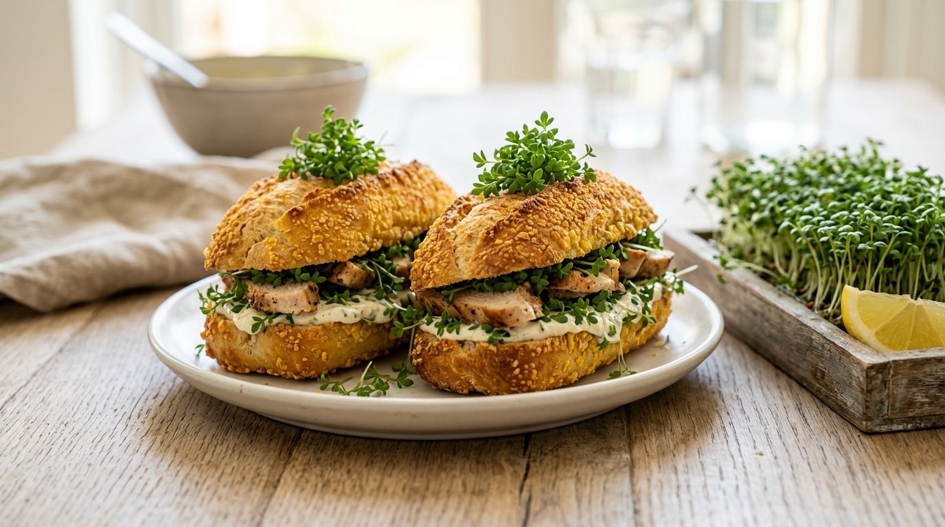 Maisbroodjes met Kipfilet en Tuinkers