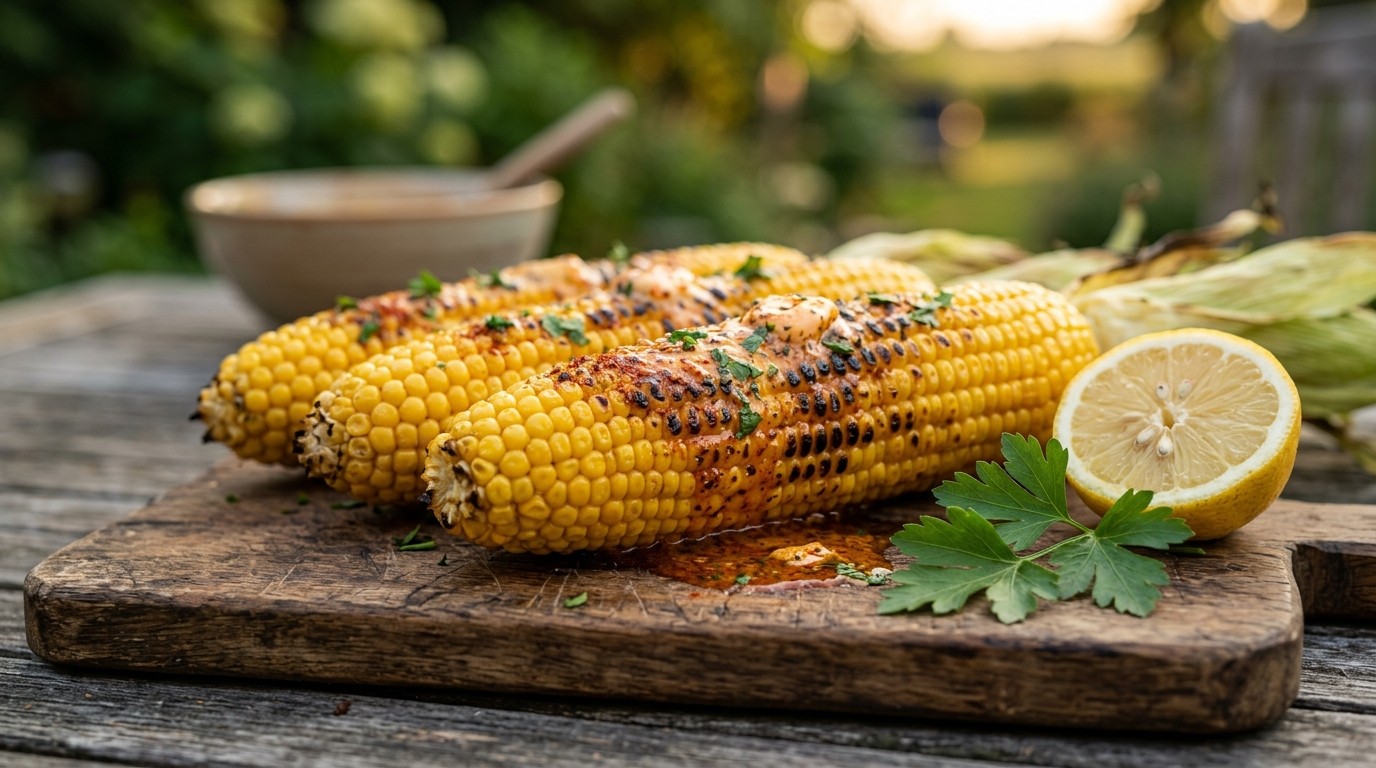Maiskolven met cajunboter op de BBQ