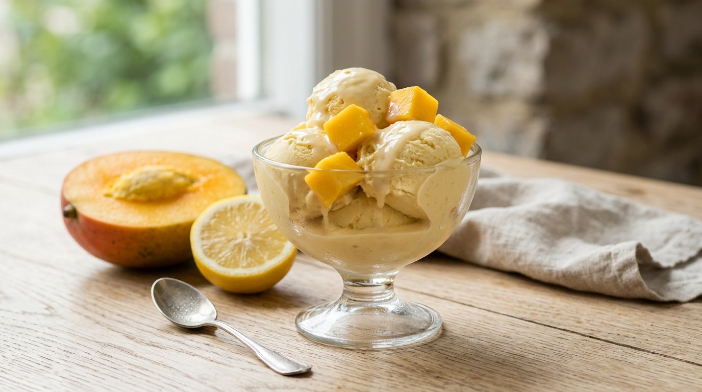 Mango ijs met Gecondenseerde Melk