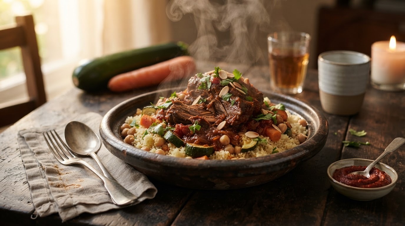 Marokkaans gestoofd lamsvlees met couscous