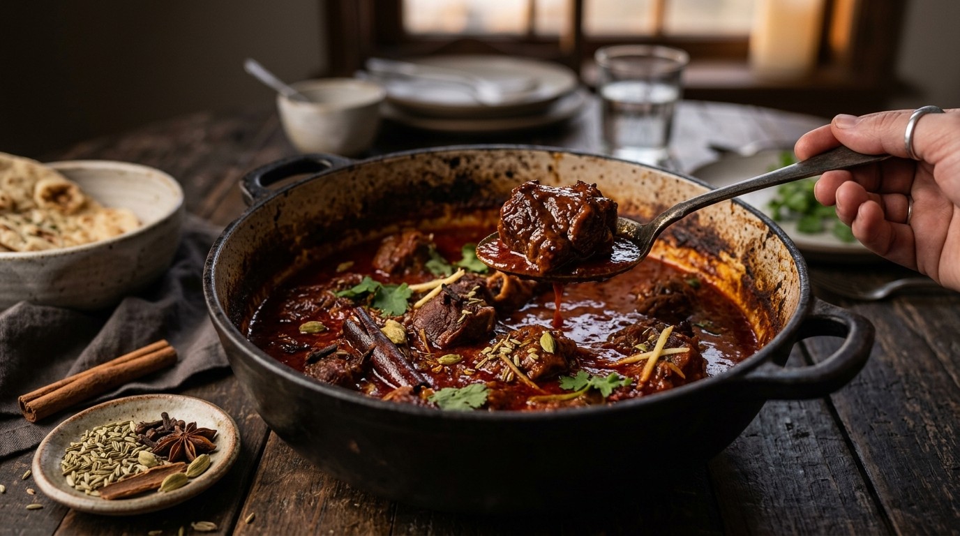 Marzwangan Korma (lamsvlees met Anijssmaak)