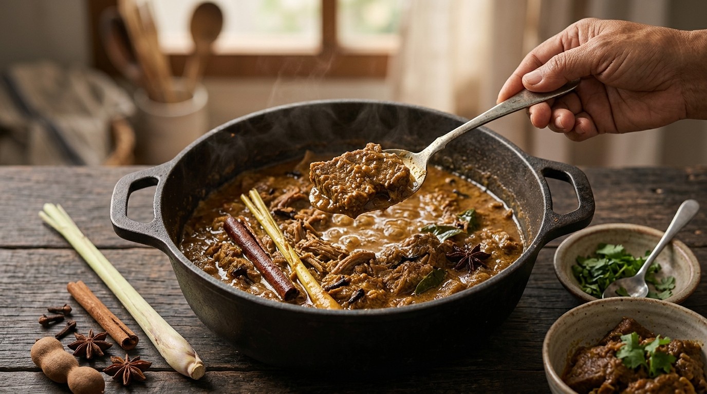 Masak Sepit ( Gemarineerd Rundvlees in Kokosmelk)