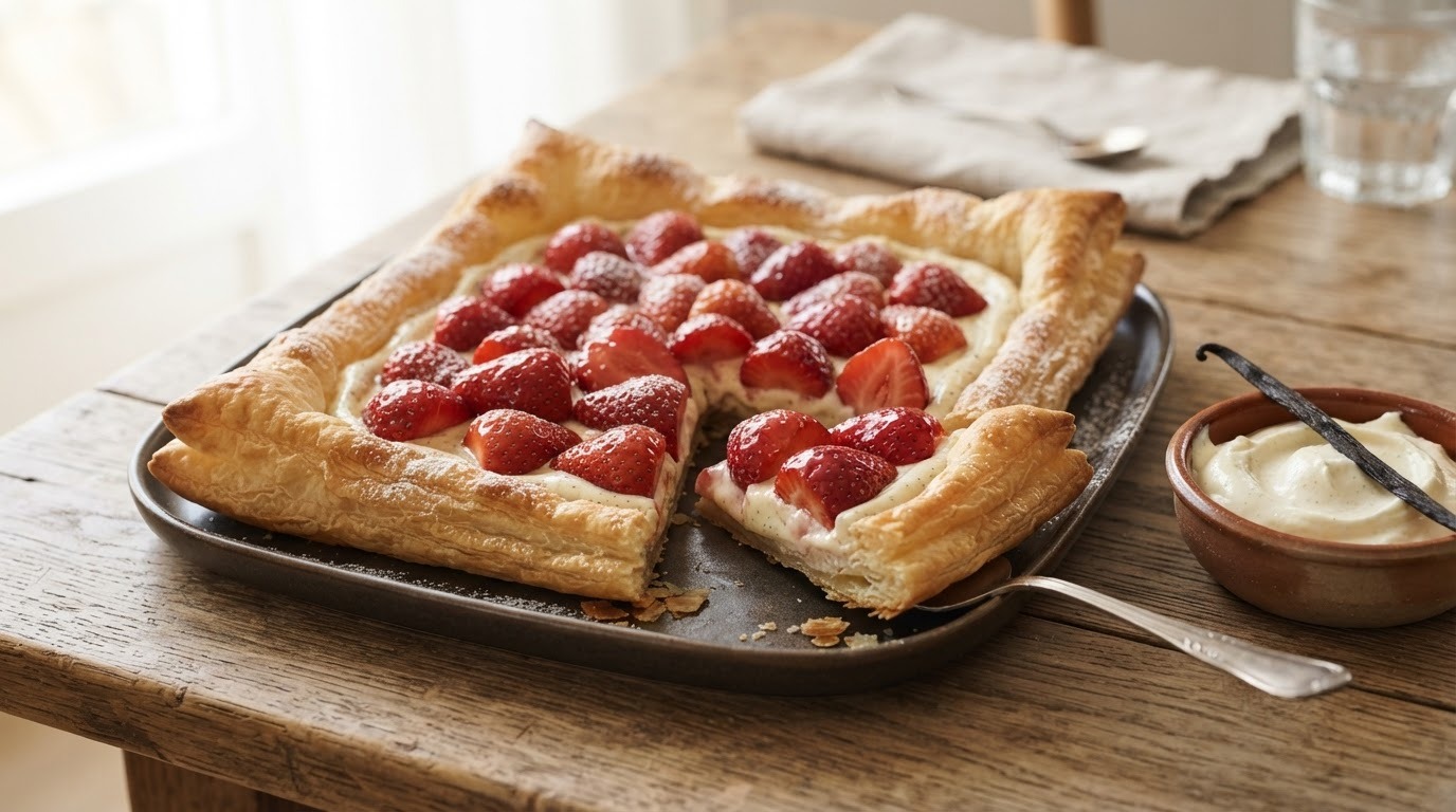 Mascarpone- fruittaart van bladerdeeg
