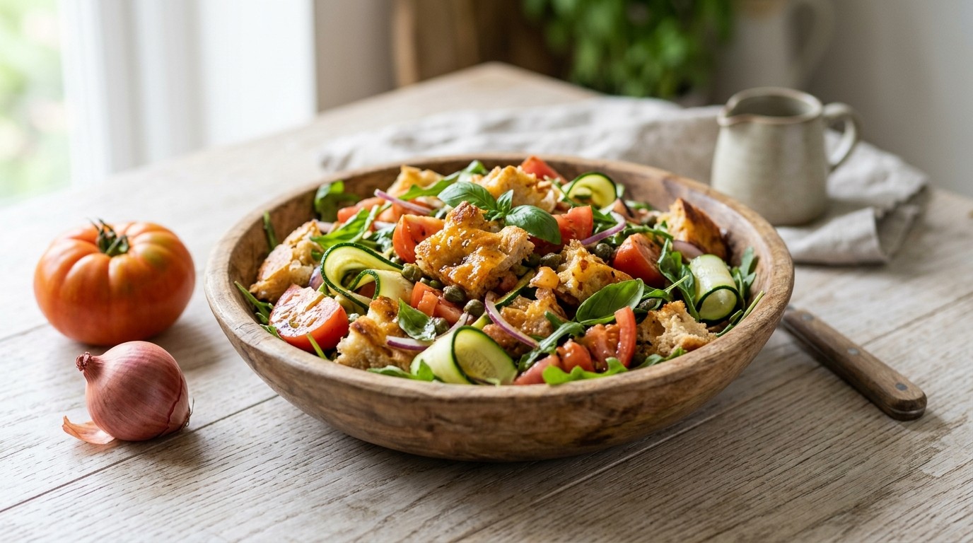 Mediterrane broodsalade met courgette