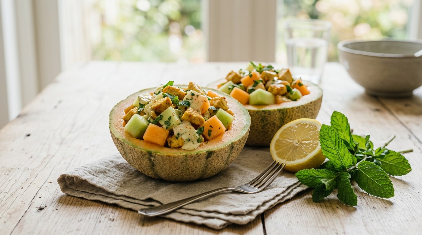 Meloensalade met Kalkoen