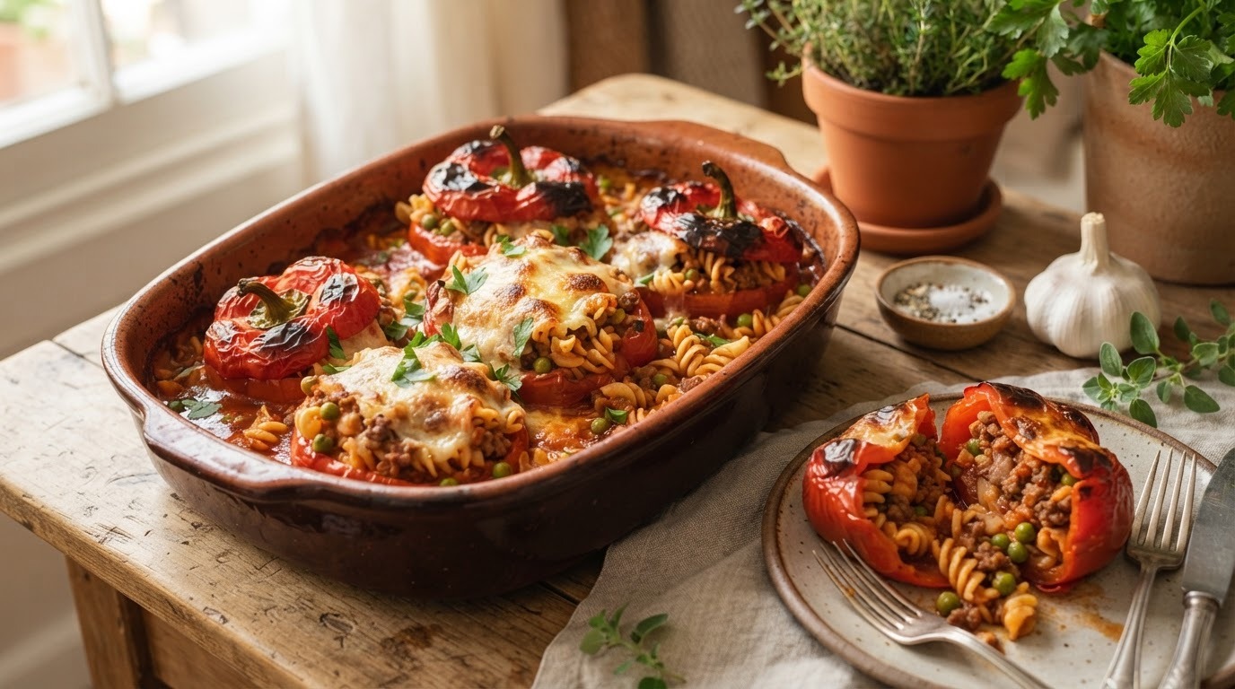 Met Pasta Gevulde Paprika
