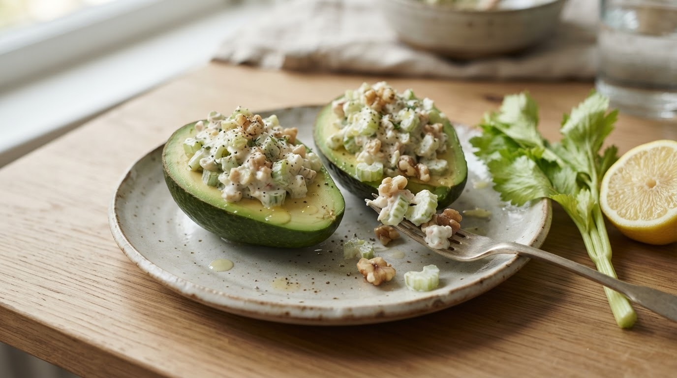 Met selderijsalade gevulde avocado