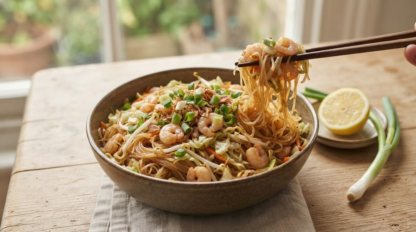Mihoen met garnalen