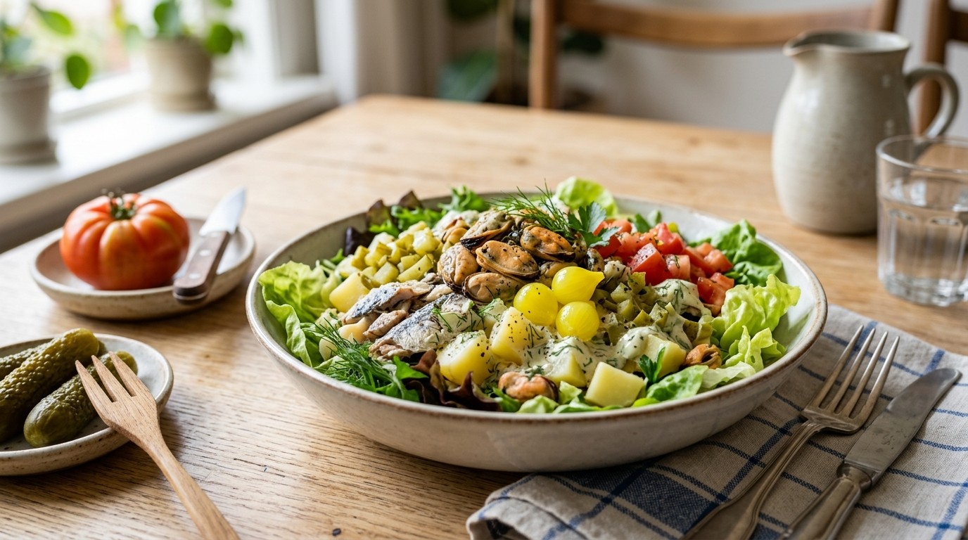 Mosselsalade met Amsterdamse Uien
