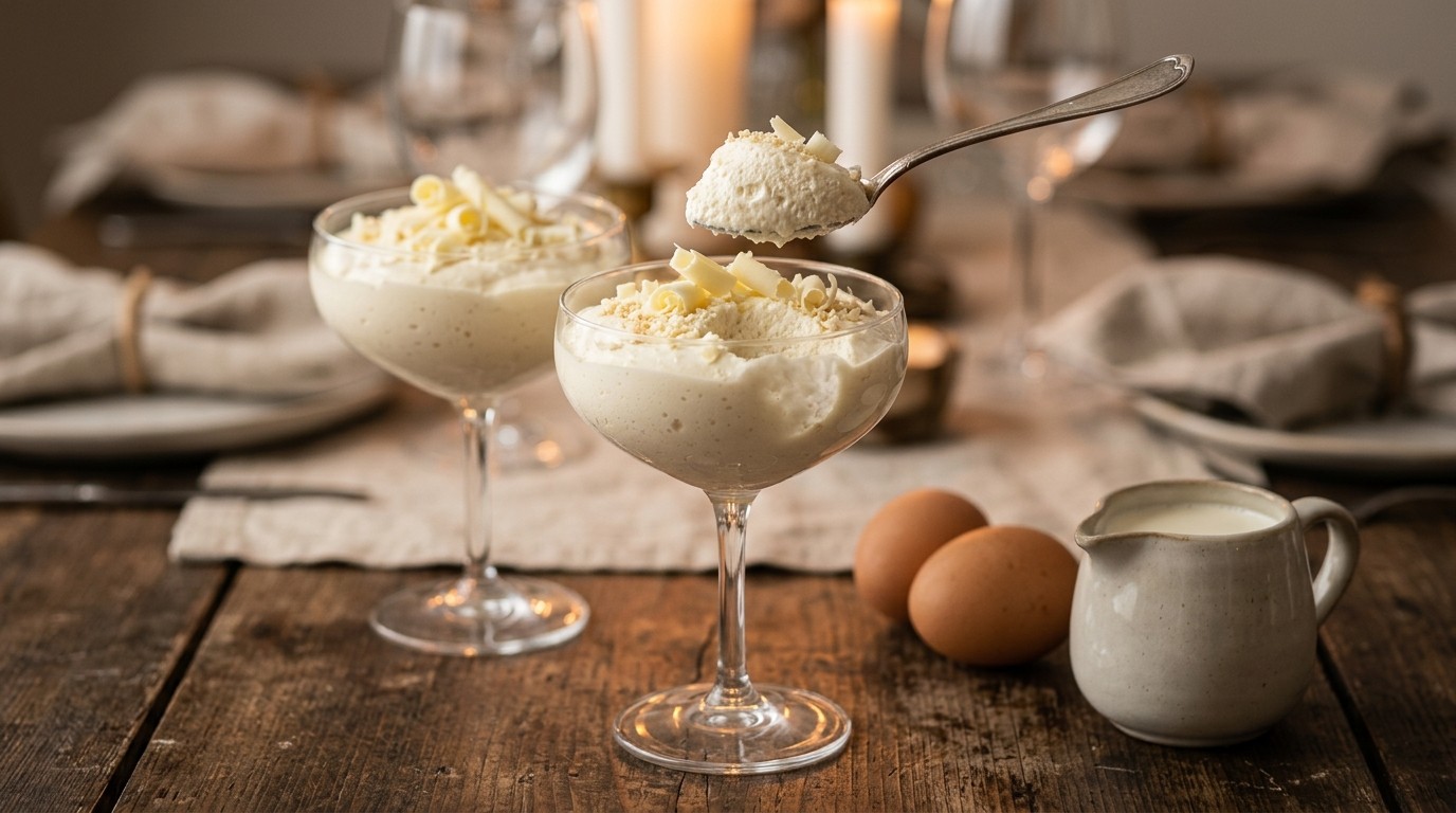 Mousse van Witte Chocolade en Brie