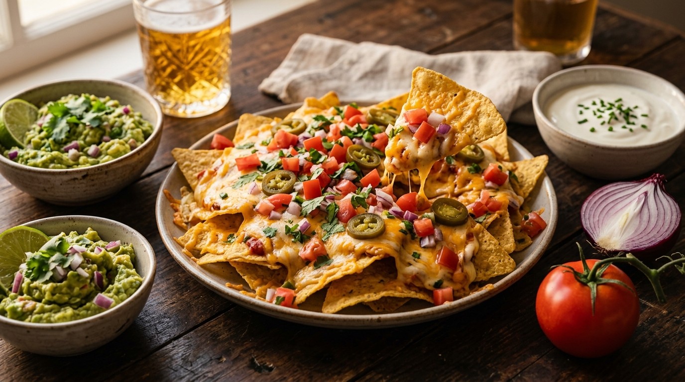 Nacho's met ui, Tomaat en Geraspte Kaas