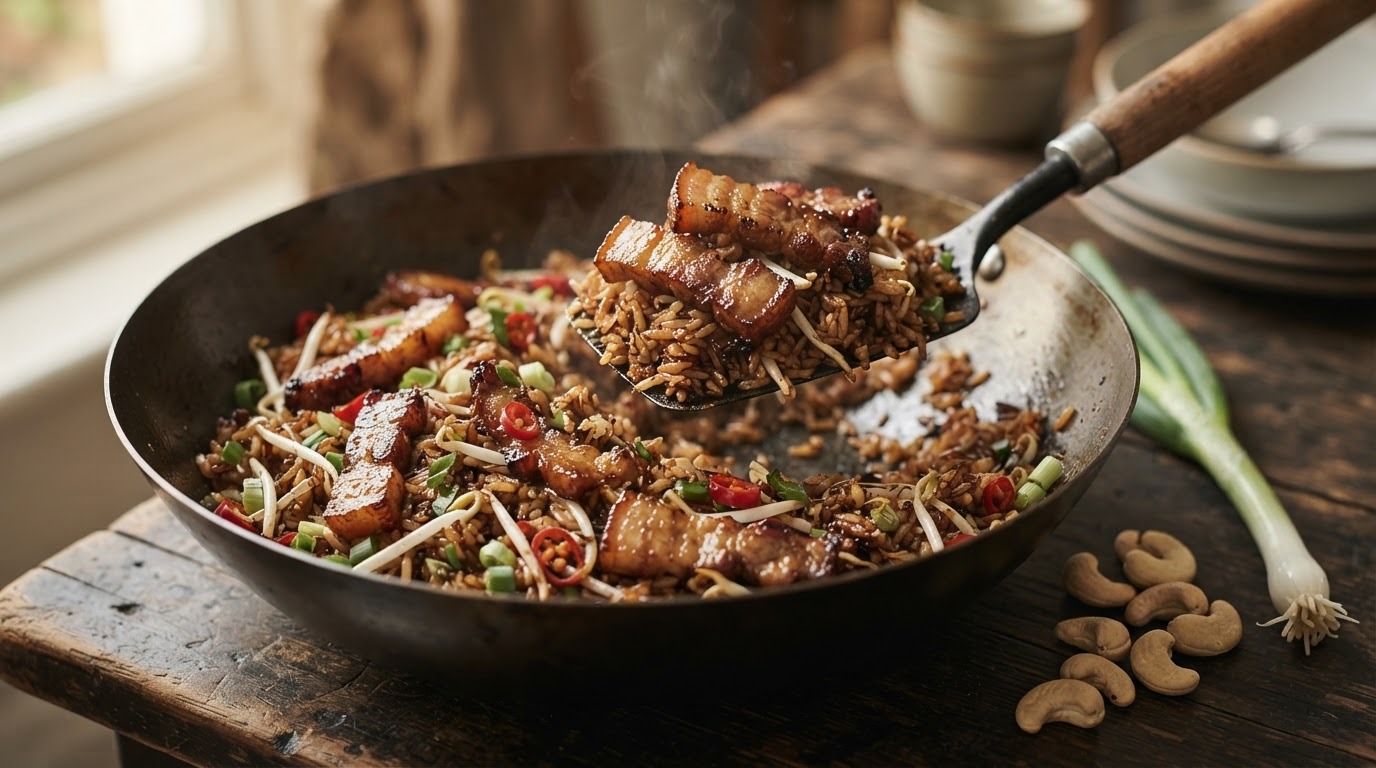 Nasi met speklapjes