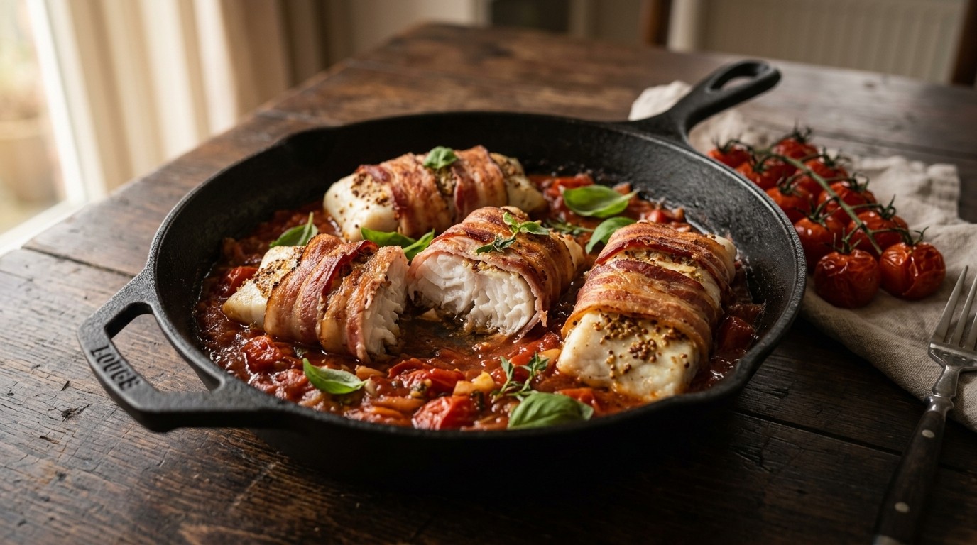 Nijlbaars met Spek en Tomatensaus