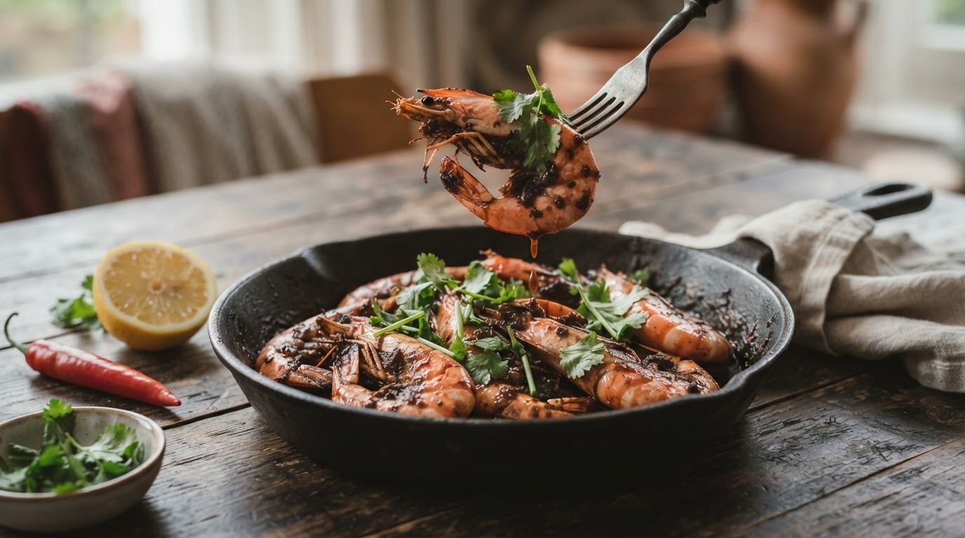 Oedang kemirie (scampi's in pittige kruiden)