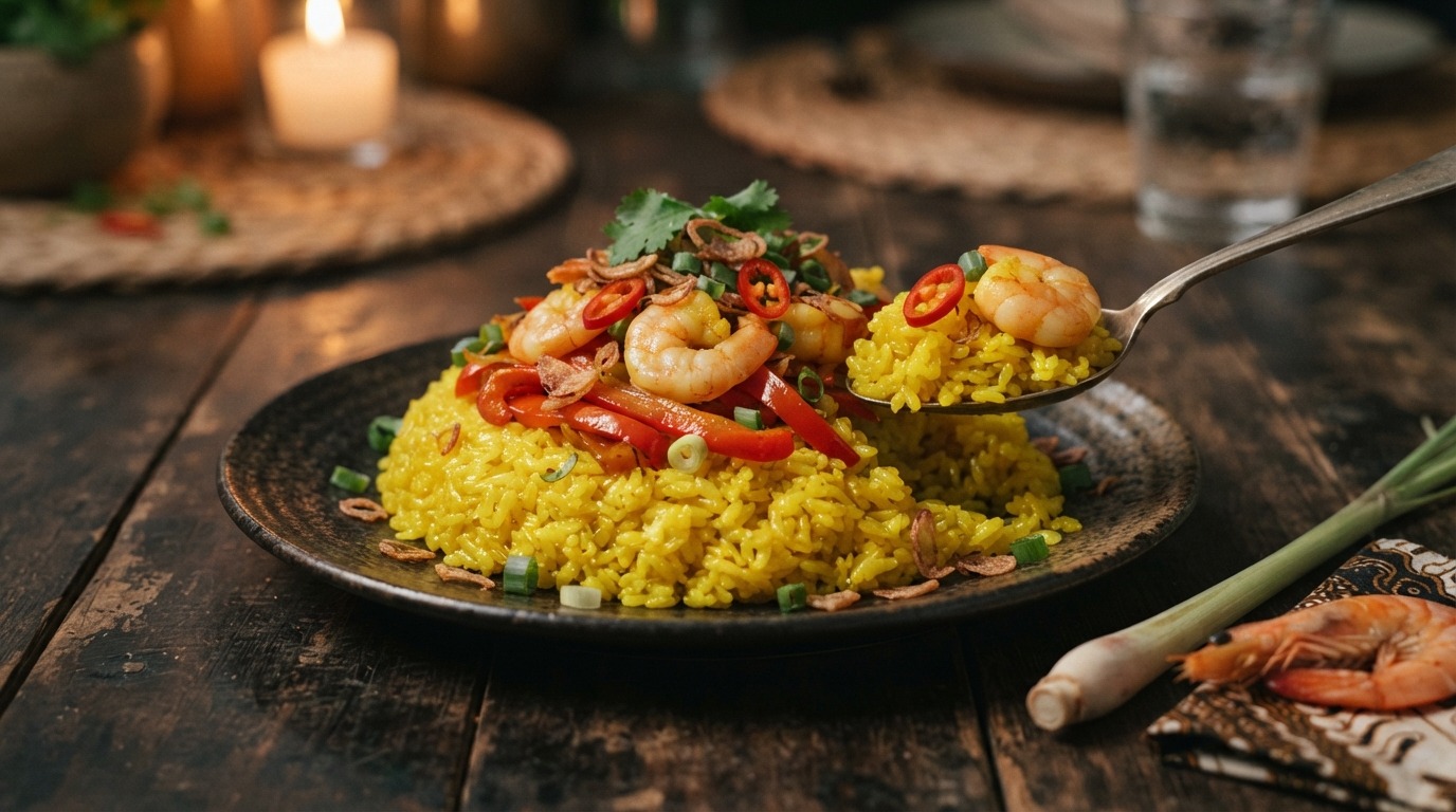 Oedang ketan Koening (nasi met garnalen)