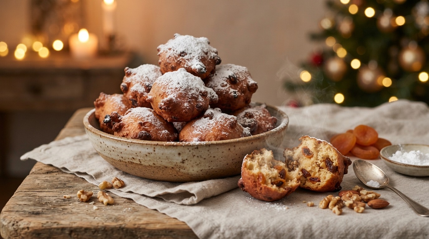 Oliebollen met abrikoos en noten