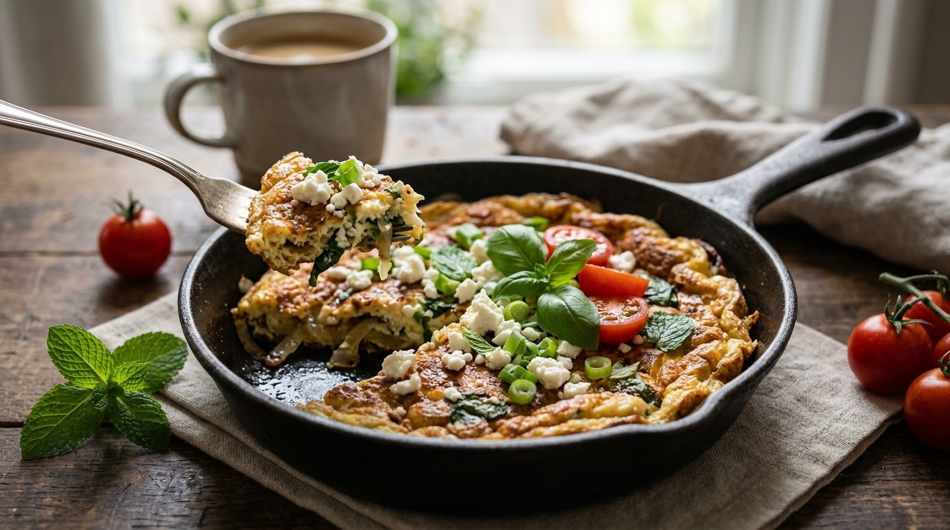 Omelet met Feta en Uien
