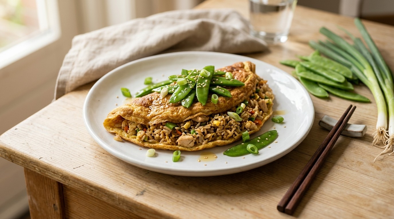 Omelet met Rijst en Peultjes