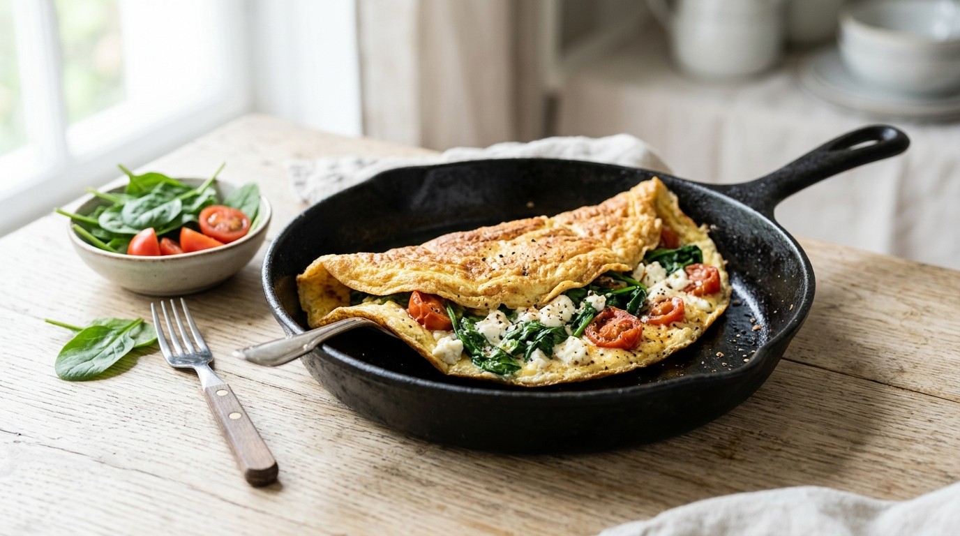 Omelet met Spinazie en Feta